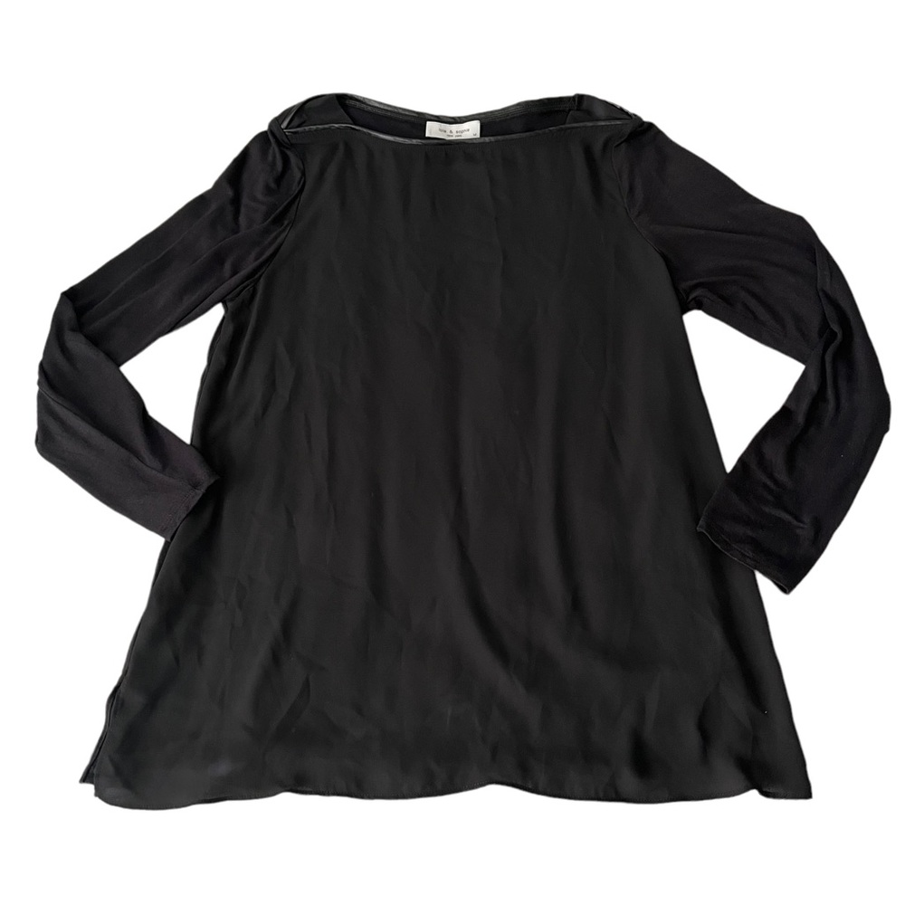 Lola & Sophie Faux Leather Piping Boat Neck Top - Picture 10 of 12